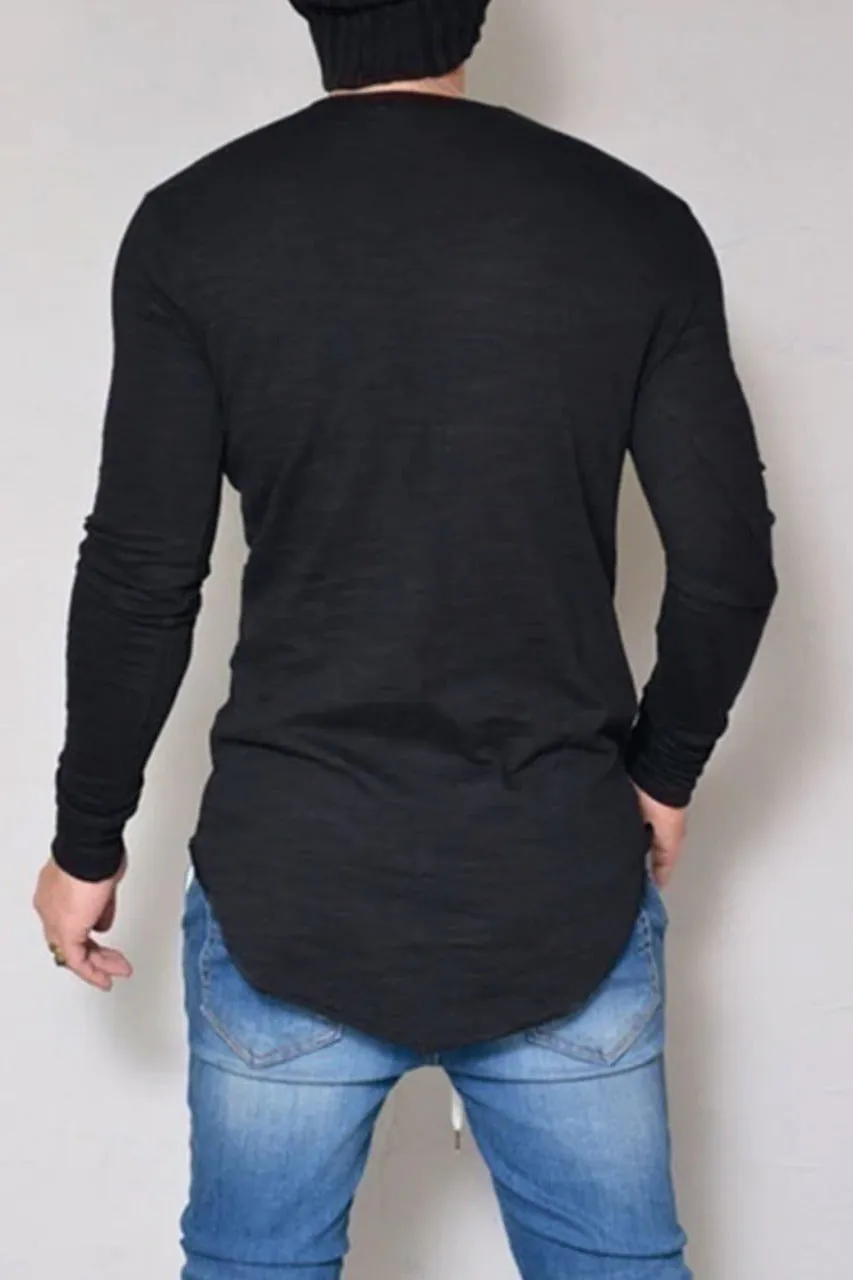 Asymmetric Black Full Sleeve Tshirt