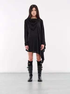 Asymmetric Draped Cardigan (FO-T46-179-BLACK)