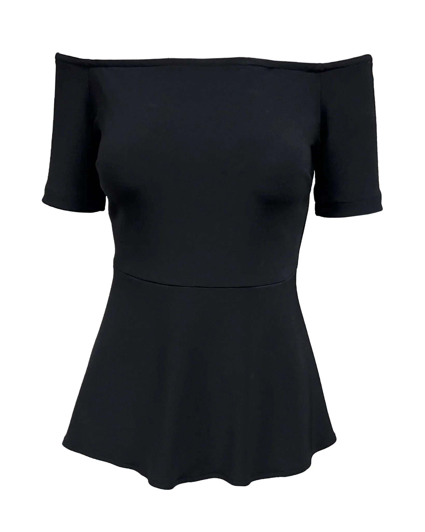 Beyond Travel Short-Sleeve Peplum Top Jet Black