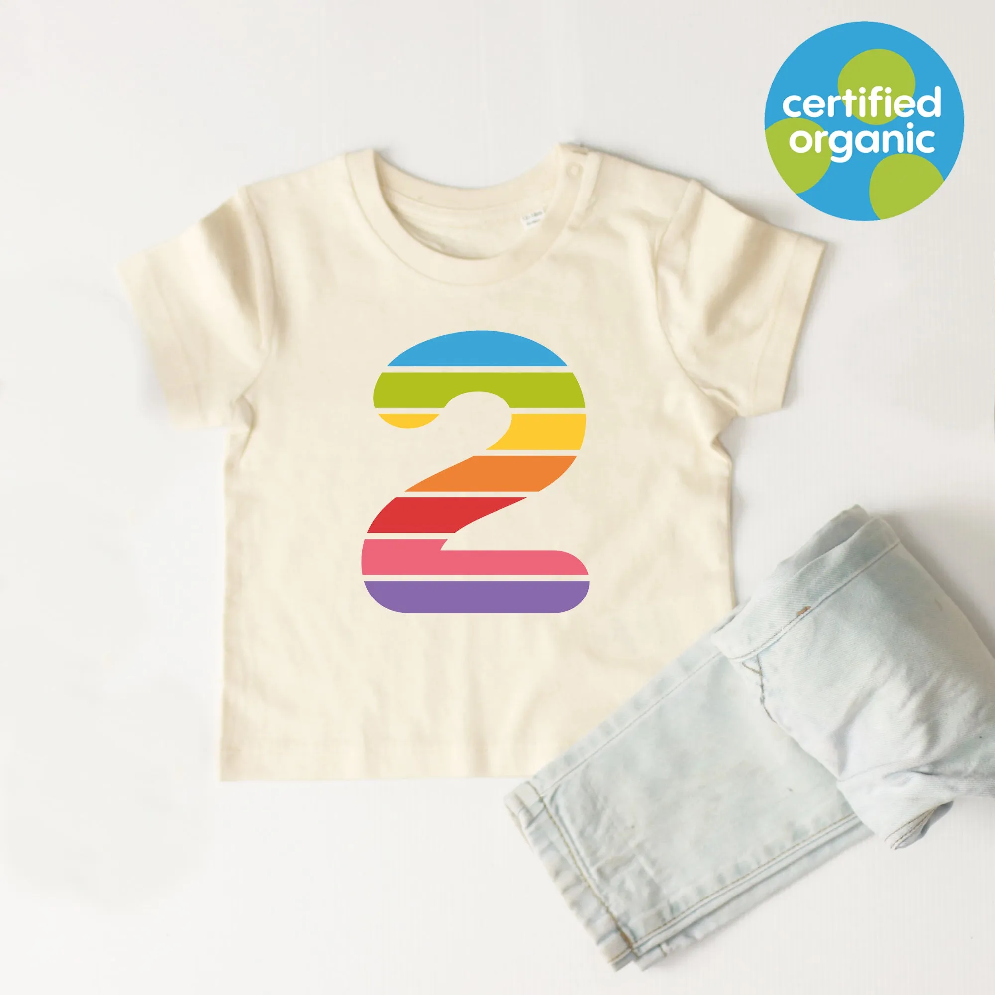 Birthday Big Rainbow Number Kids Organic T-Shirt