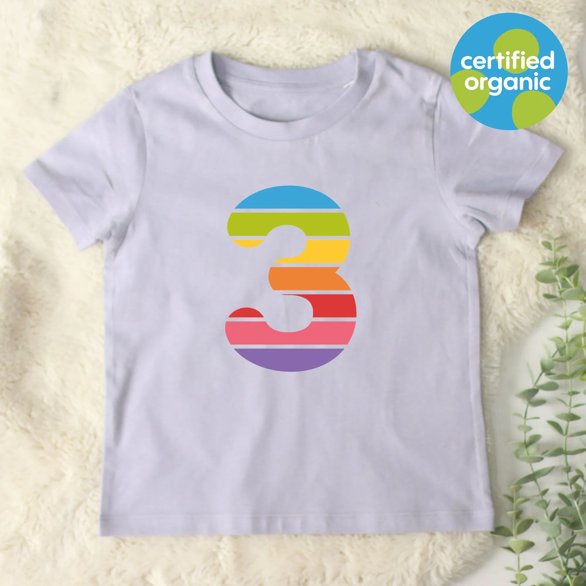 Birthday Big Rainbow Number Kids Organic T-Shirt