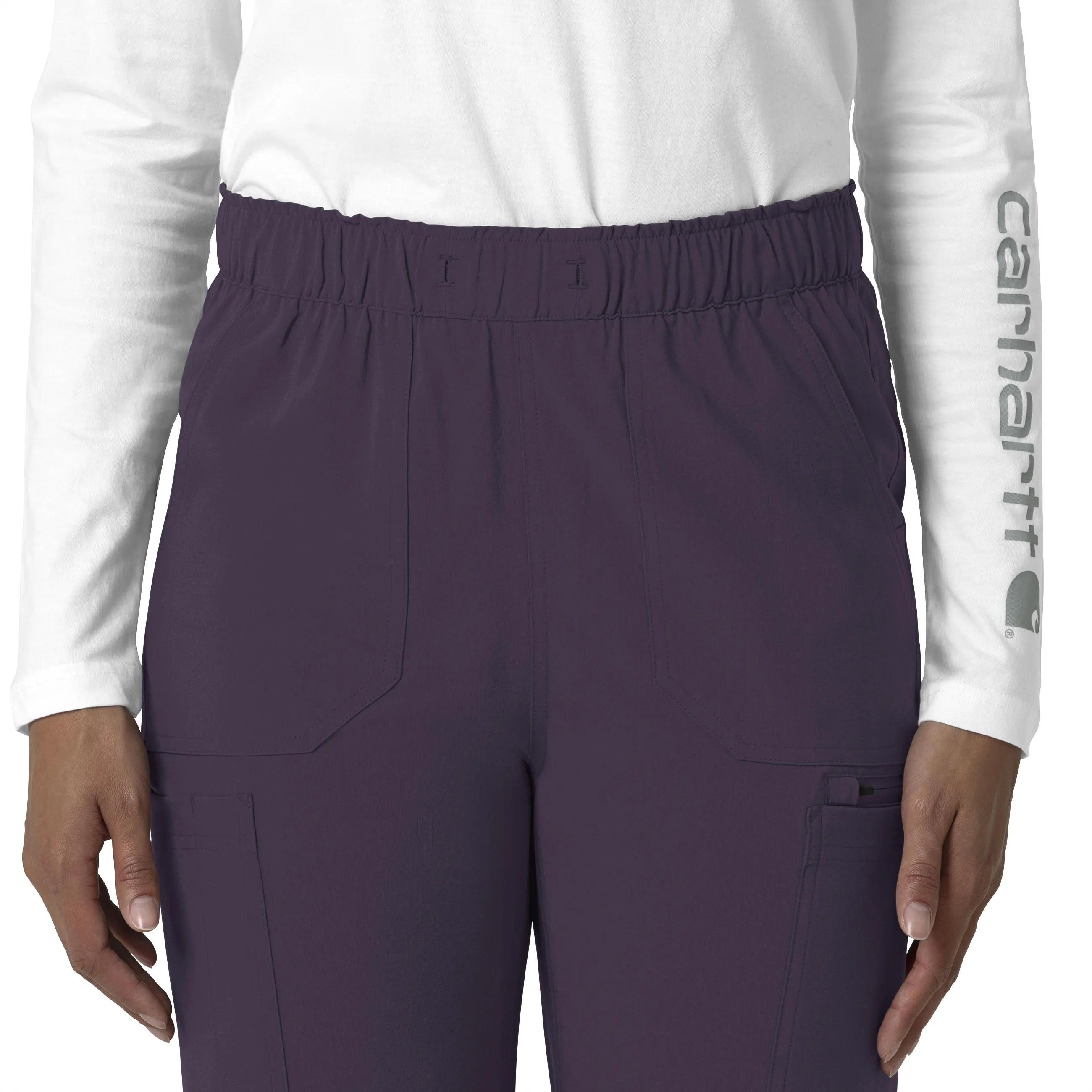 Carhartt Force Cross-Flex Women's Straight Leg Cargo Scrub Pant - Black Plum