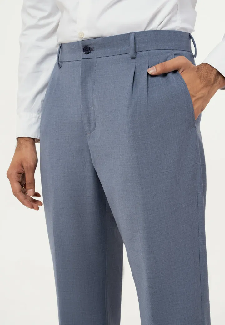 Chicago Blue Merino Wool Wide Fit Pants (Ali Fazal x Elle)