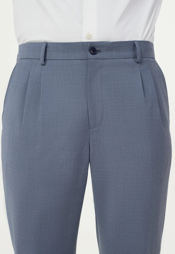 Chicago Blue Merino Wool Wide Fit Pants (Ali Fazal x Elle)