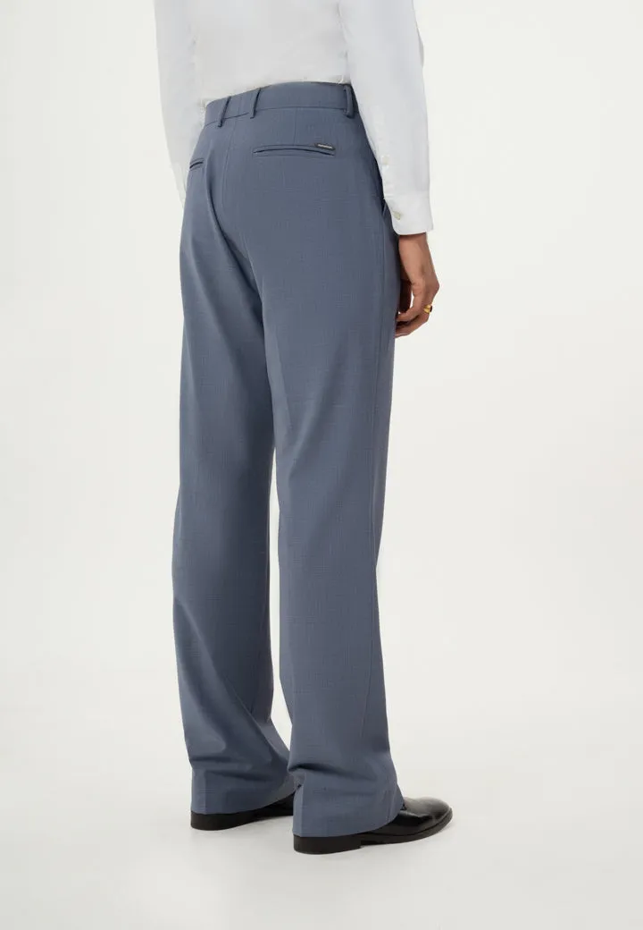 Chicago Blue Merino Wool Wide Fit Pants (Ali Fazal x Elle)