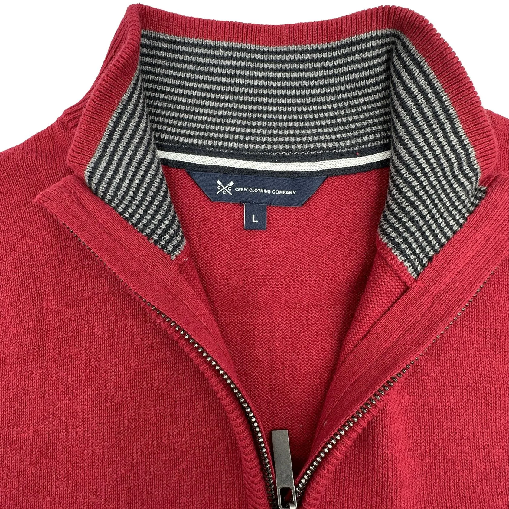 Crew Clothing Mens Knitted Jumper Long Sleeve Half Zip Scarlet Red