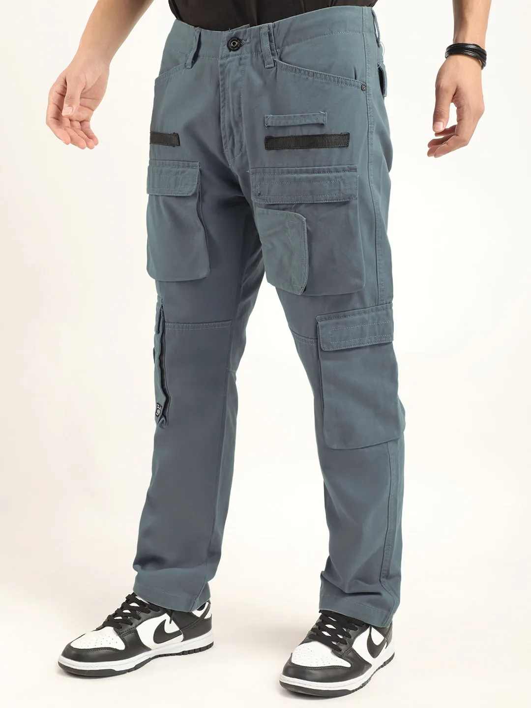 Crime Sky Blue Multi Pocket Cargo