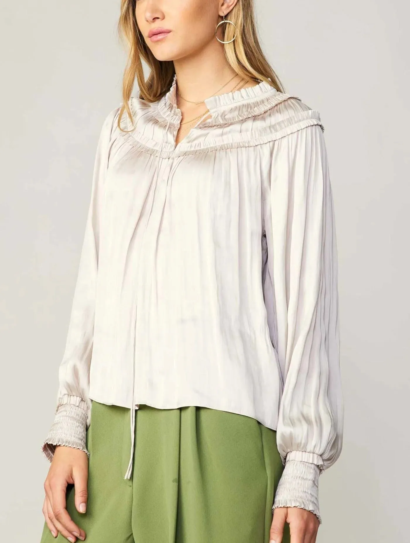 Current Air Smocked Ruffle Blouse