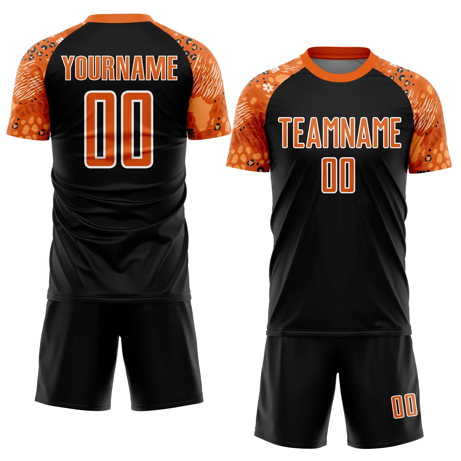 Custom Black Bay Orange-White African Pattern Sublimation Soccer Uniform Jersey