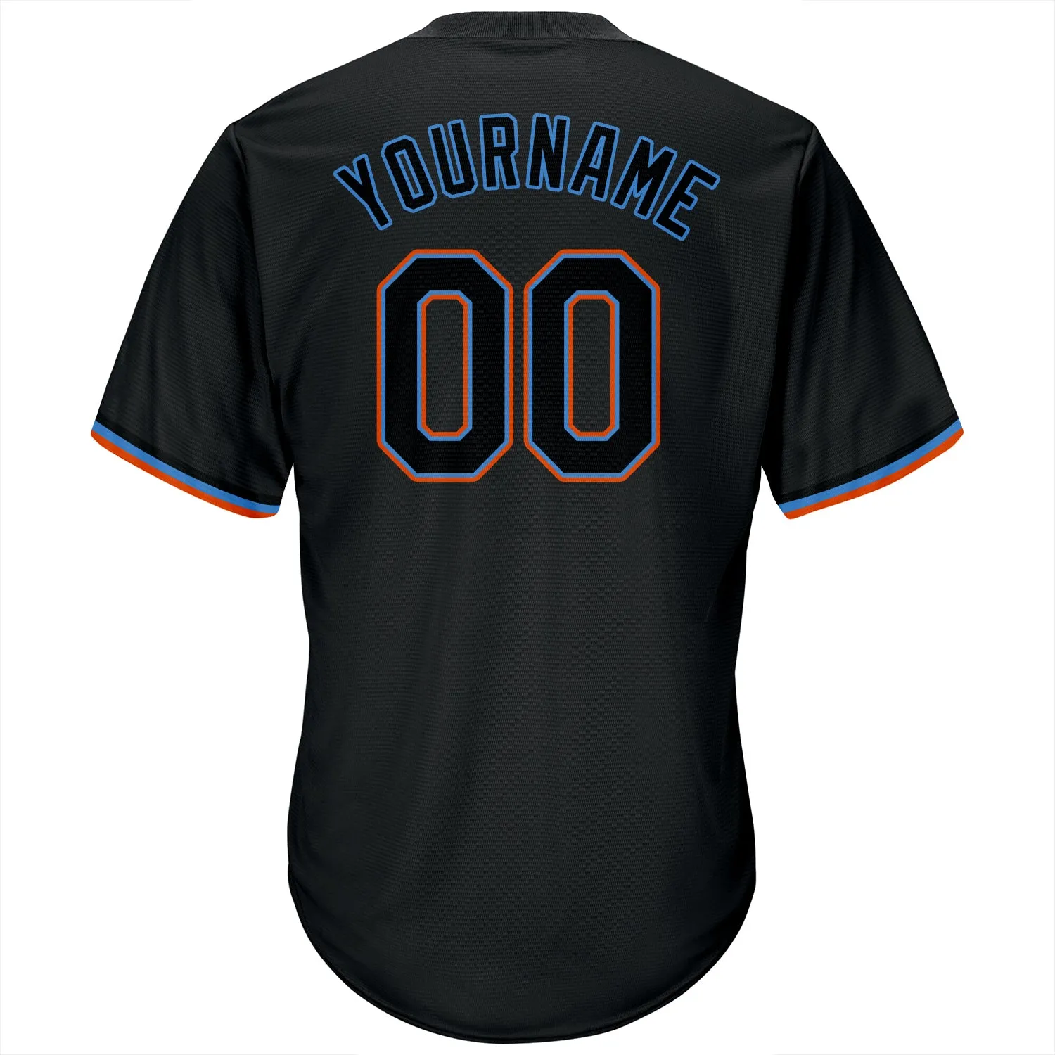 Custom Black Black-Powder Blue Authentic Throwback Rib-Knit Baseball Jersey Shirt