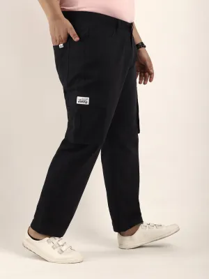 Drippy Black Cotton Twill Plus Size Cargo