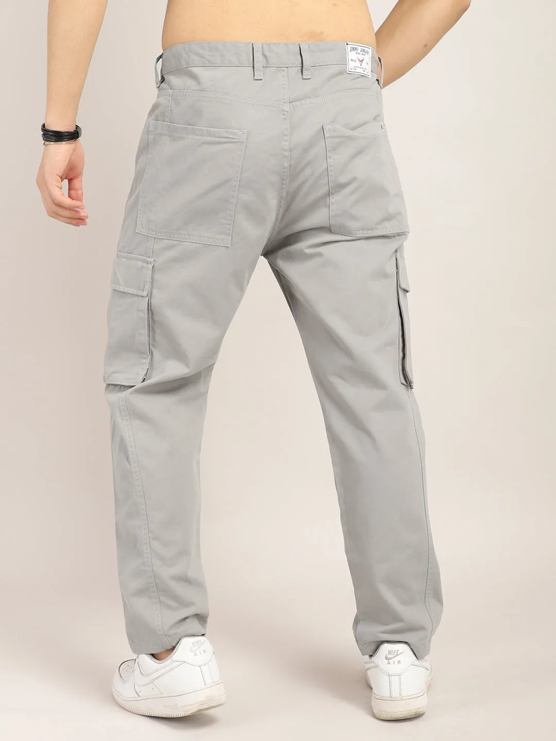 Drippy Light Grey Cotton Twill Plus Size Cargo