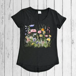 Eco-Friendly  Wildflowers Cottagecore Shirt - Boho Flower Tee - Gardening Floral Top, Mom Flower shirt, T-shirt Wildflowers, Botanical Tshirt