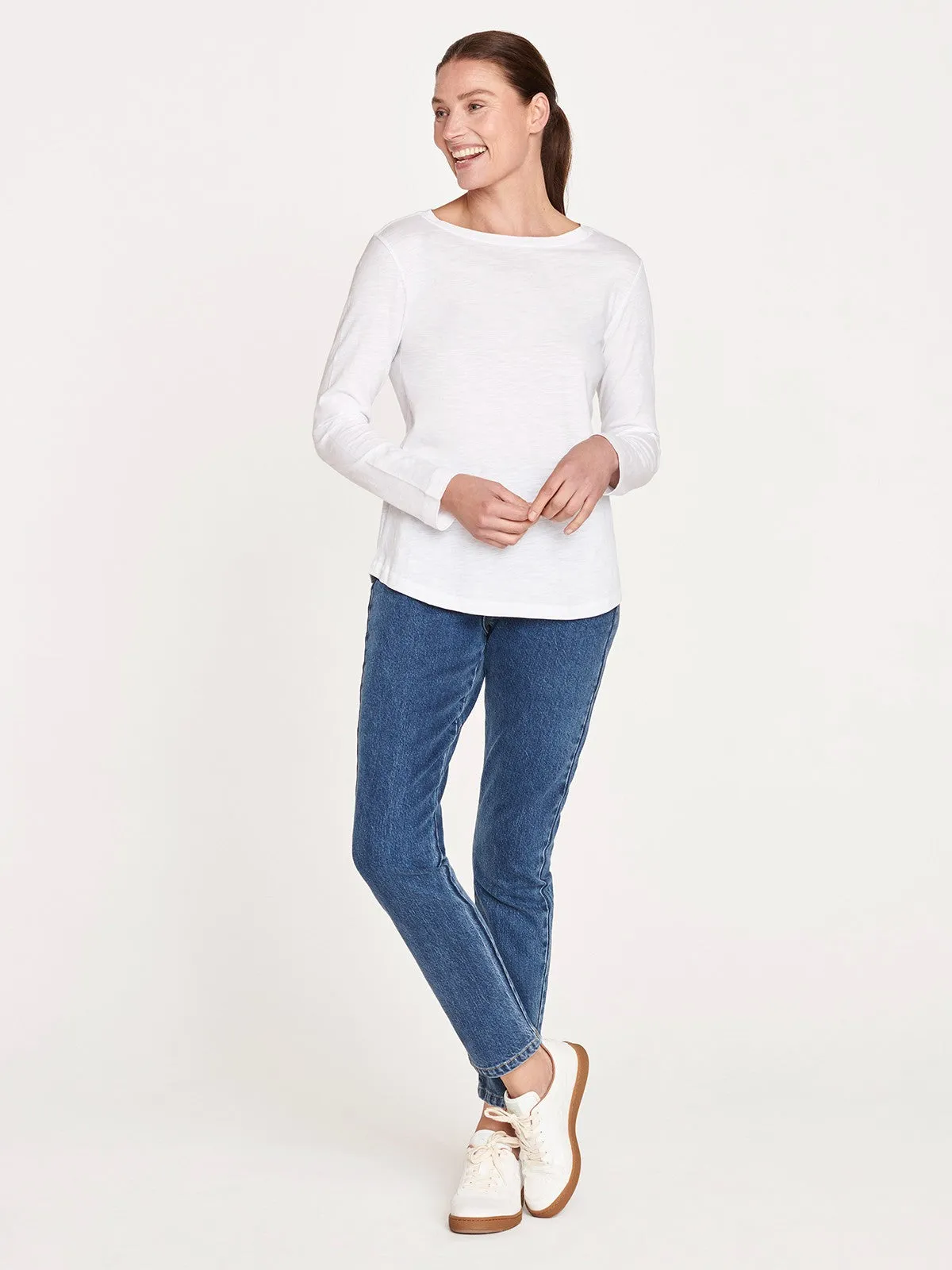 Fairtrade Organic Cotton Long Sleeve Jersey Top - White