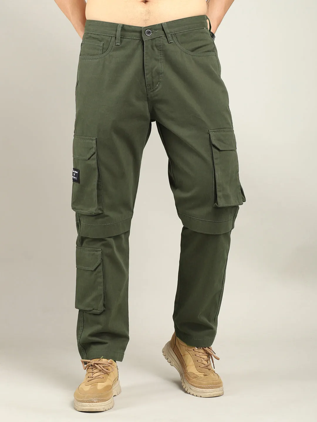 Fire Olive Baggy Fit 8 Pocket Cargo