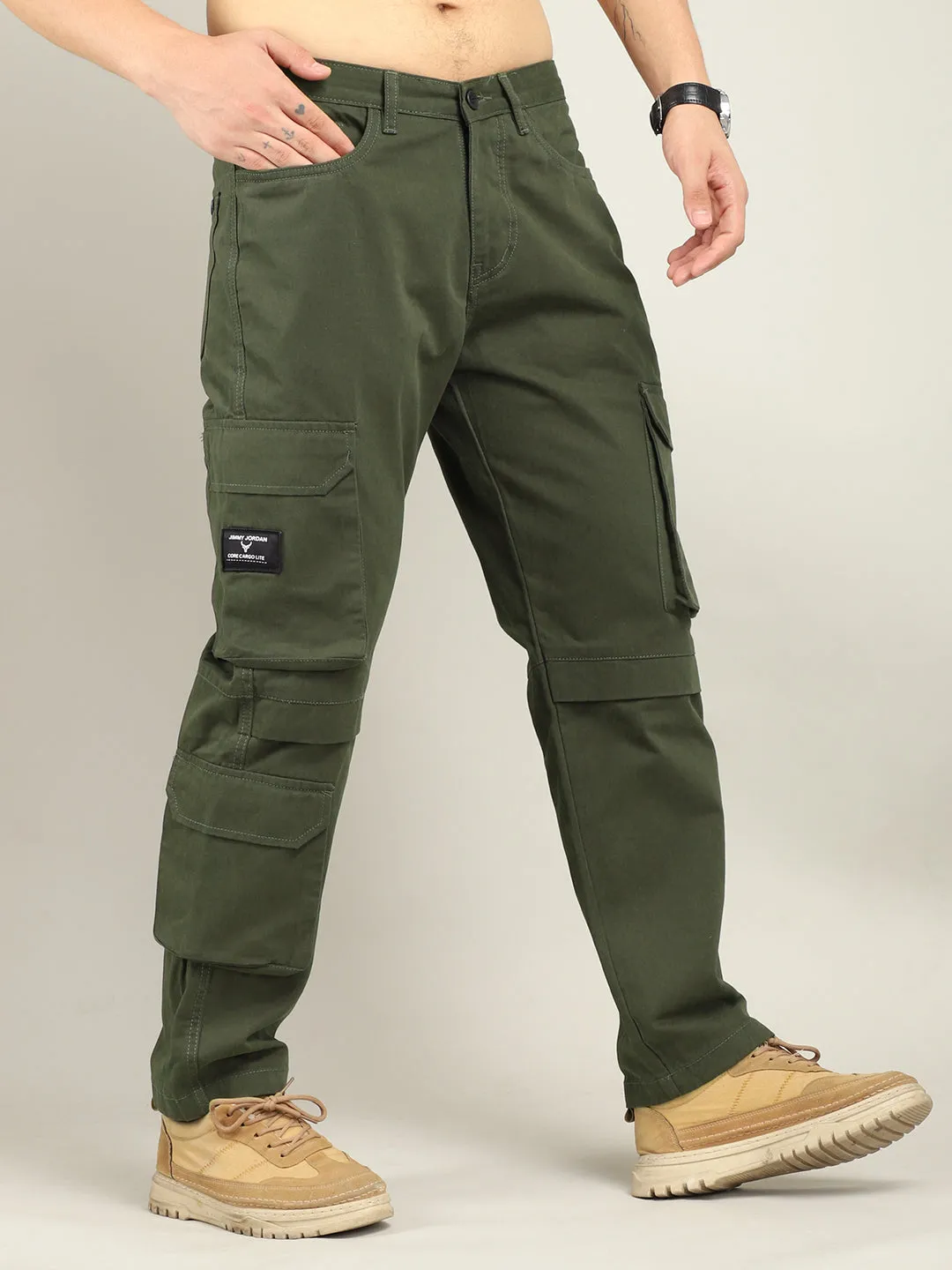 Fire Olive Baggy Fit 8 Pocket Cargo