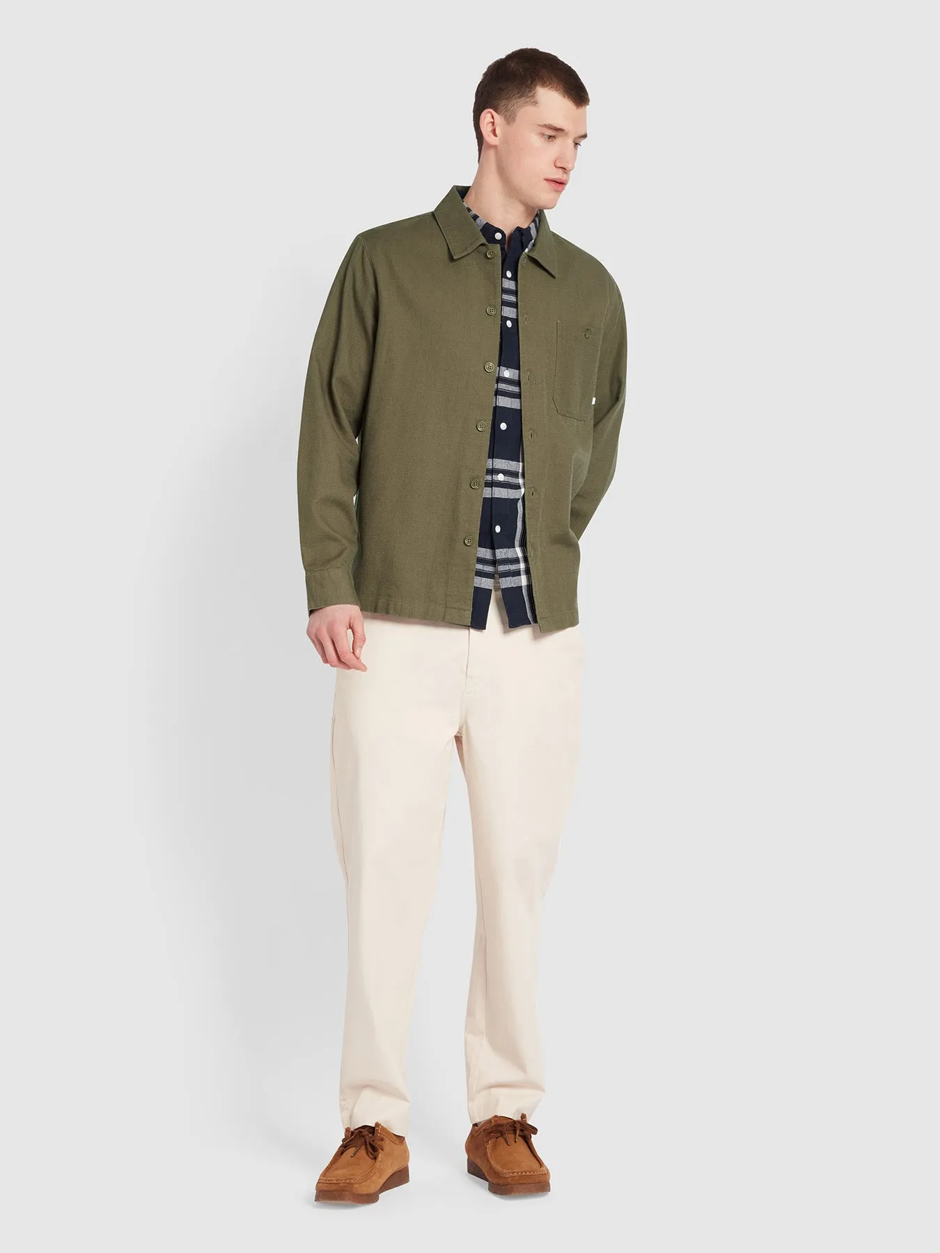 Firmin Relaxed Fit Overshirt In Olive Green