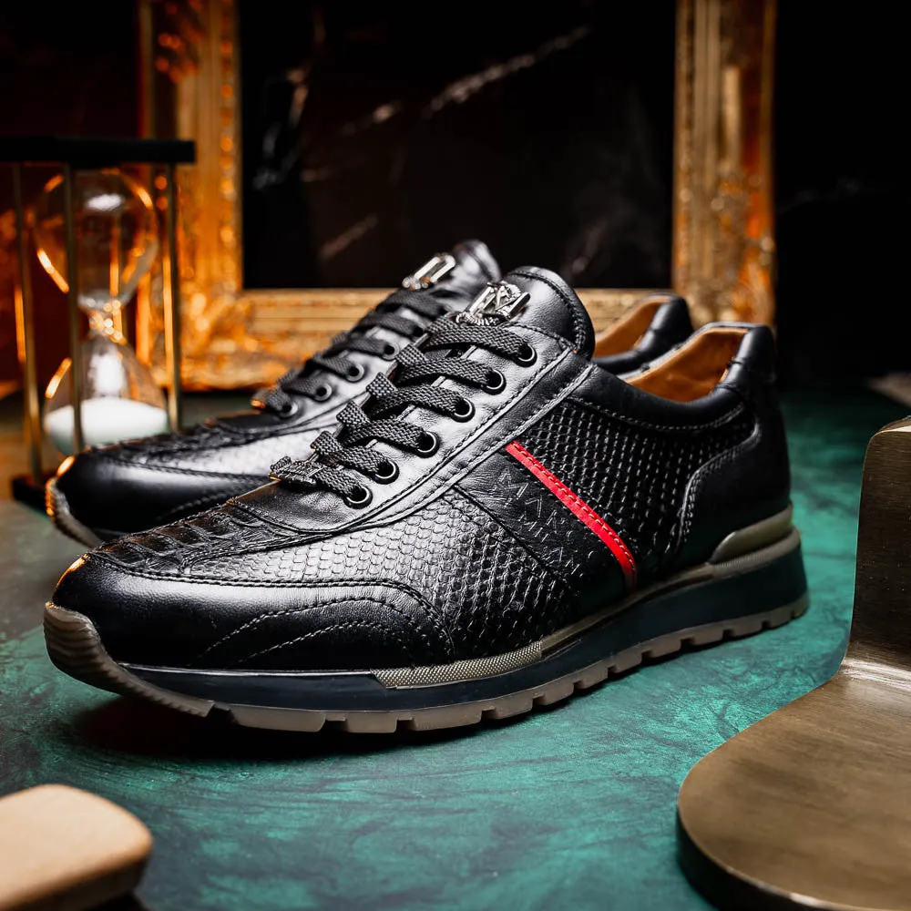 Marco Di Milano BRESCIA Black Python & Calfskin Sneakers