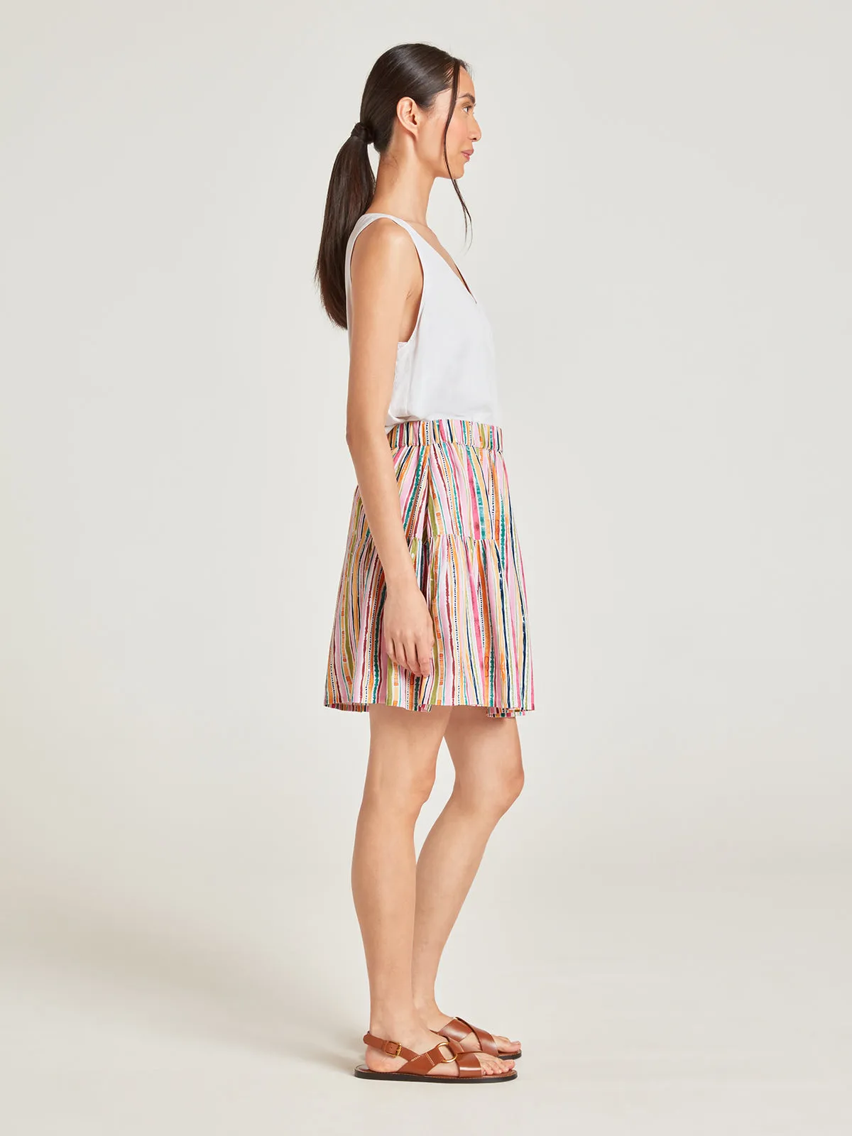 Melinoe Lenzing™ Ecovero™ Striped Mini Skirt - Multi