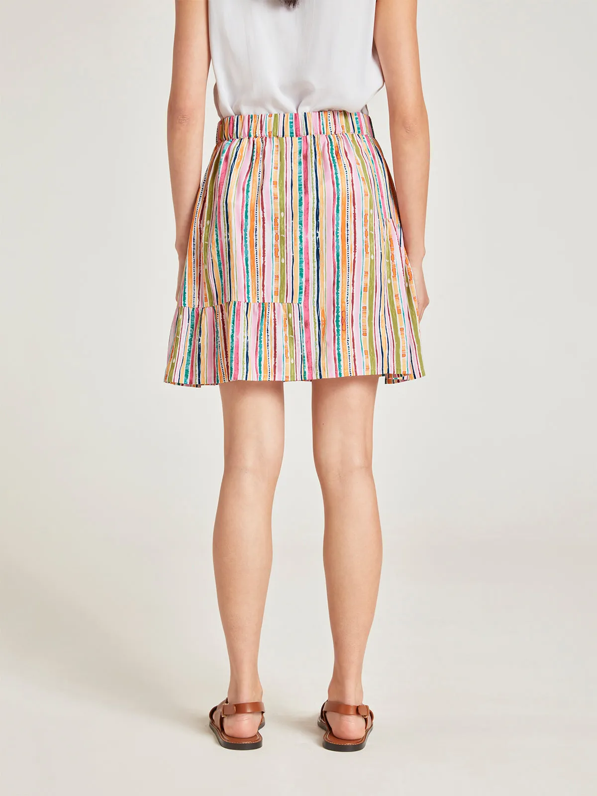 Melinoe Lenzing™ Ecovero™ Striped Mini Skirt - Multi