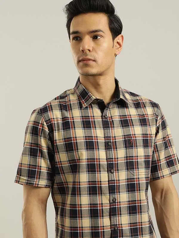 Men Checked Half Sleeve Cotton Blend Shirt