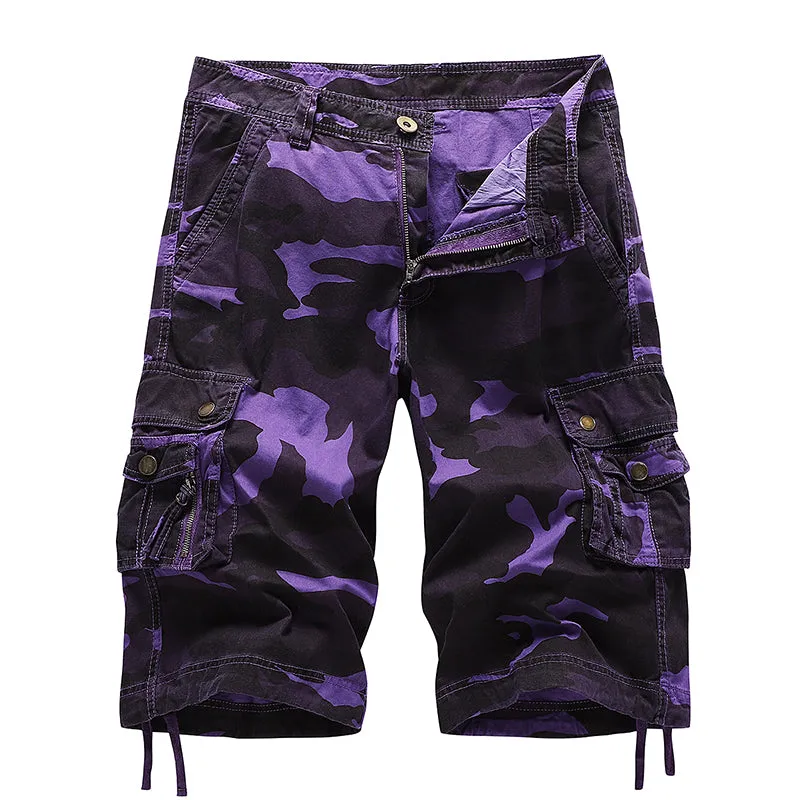 Mens Cotton Relaxed Fit Camouflage Camo Cargo Shorts-A083