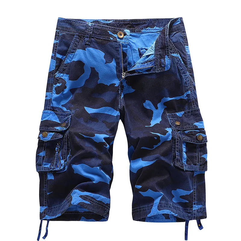 Mens Cotton Relaxed Fit Camouflage Camo Cargo Shorts-A083