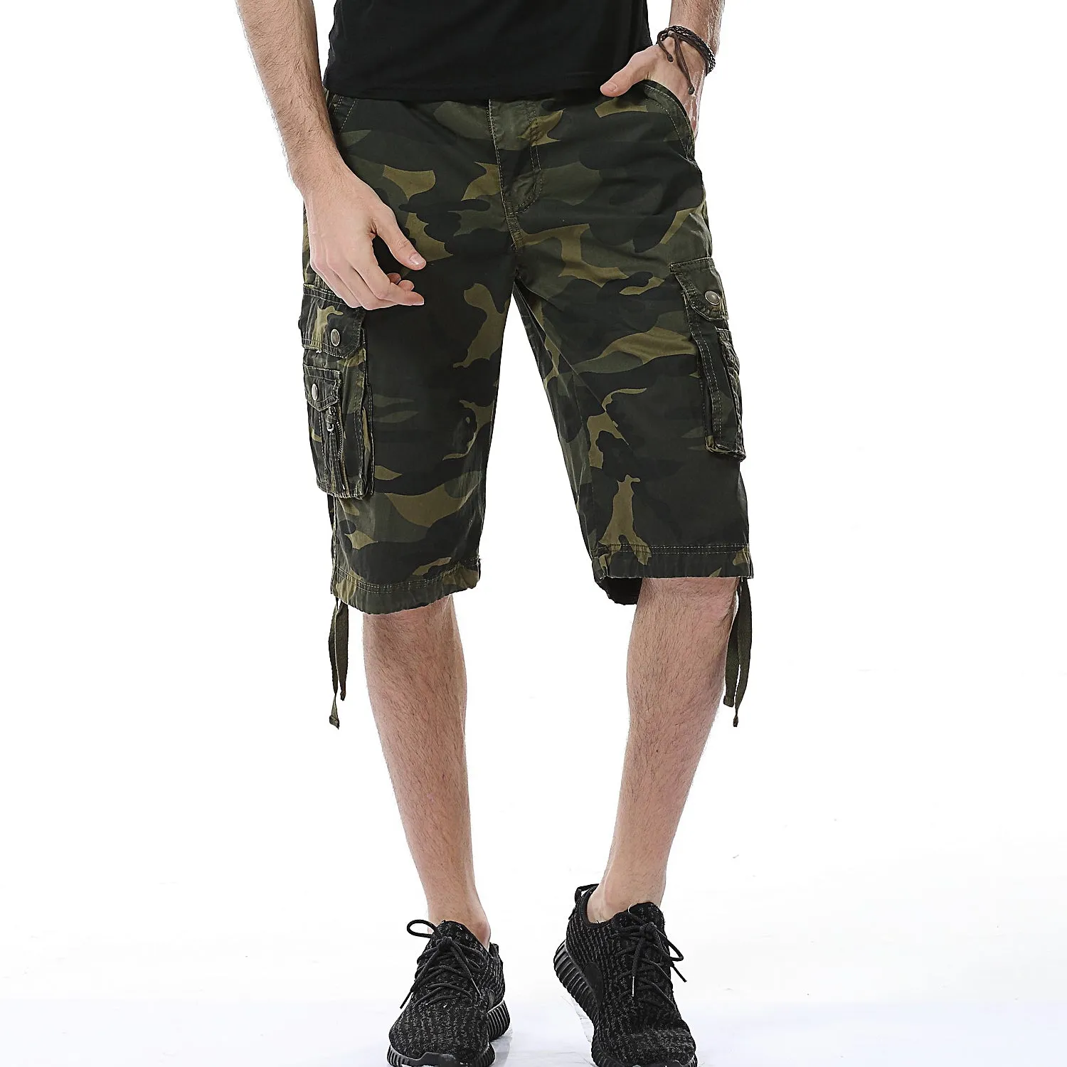 Mens Cotton Relaxed Fit Camouflage Camo Cargo Shorts-A083