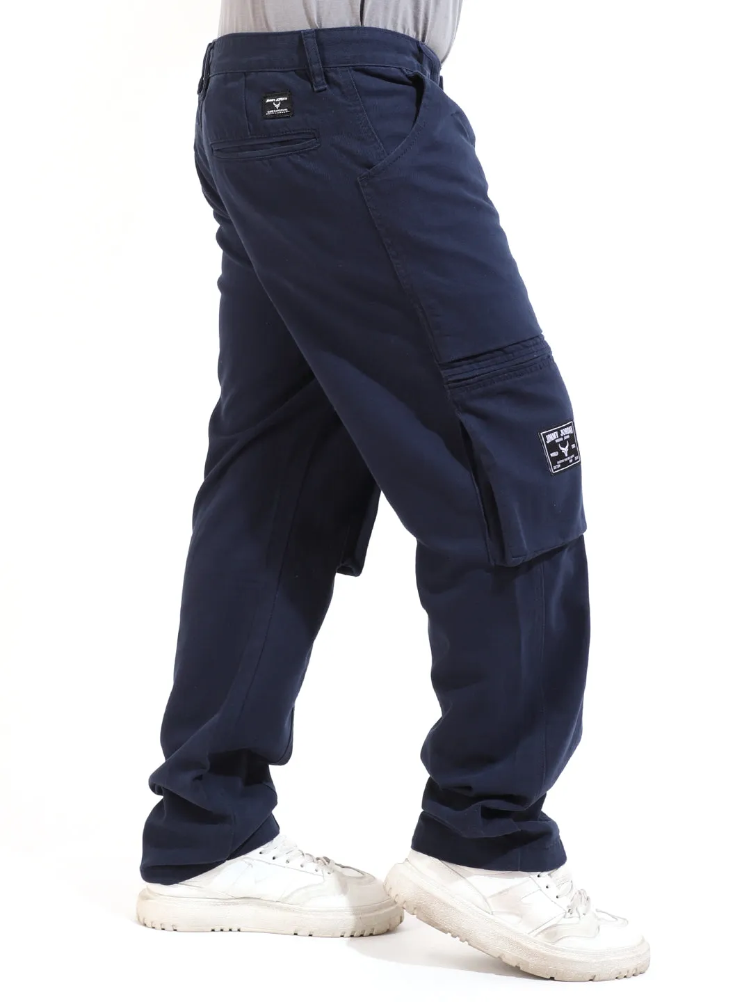 Navy Peach Finish Cotton Open Bottom Cargo