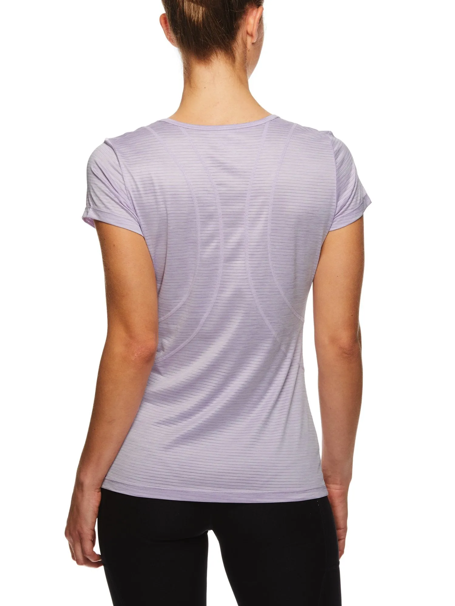 Reebok Women's Fitted Performance Spacedye Mini Burnout Stripe T-Shirt