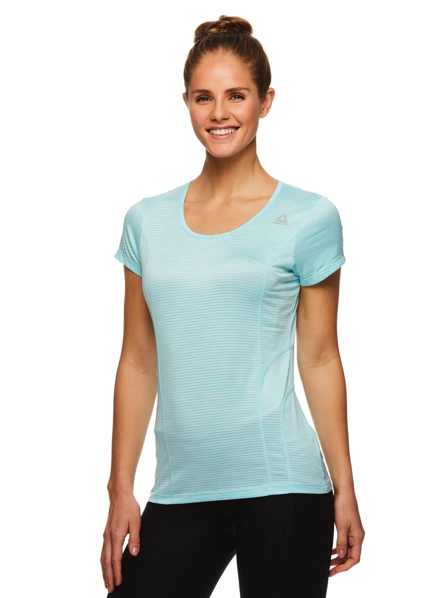 Reebok Women's Fitted Performance Spacedye Mini Burnout Stripe T-Shirt