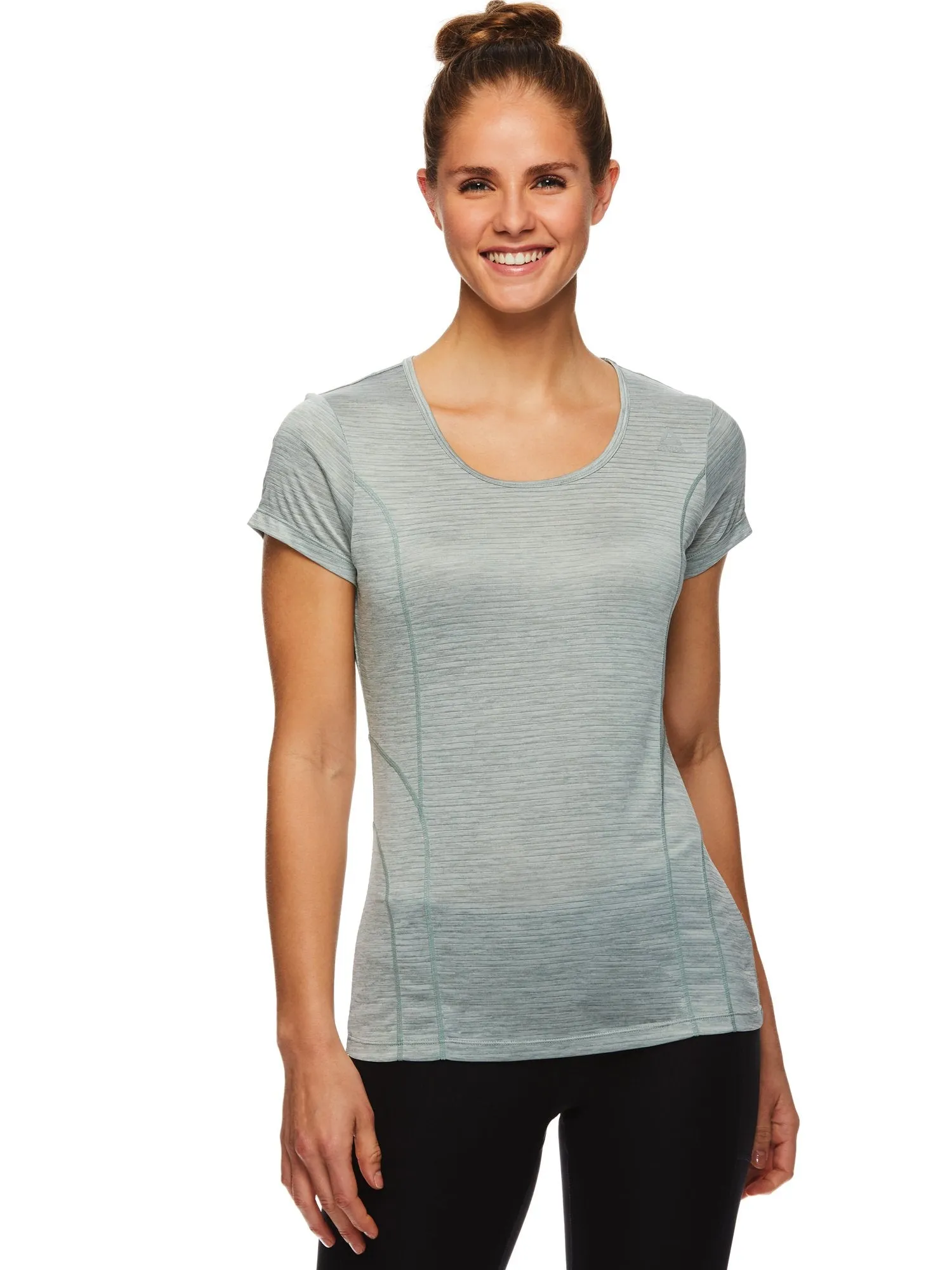 Reebok Women's Fitted Performance Spacedye Mini Burnout Stripe T-Shirt