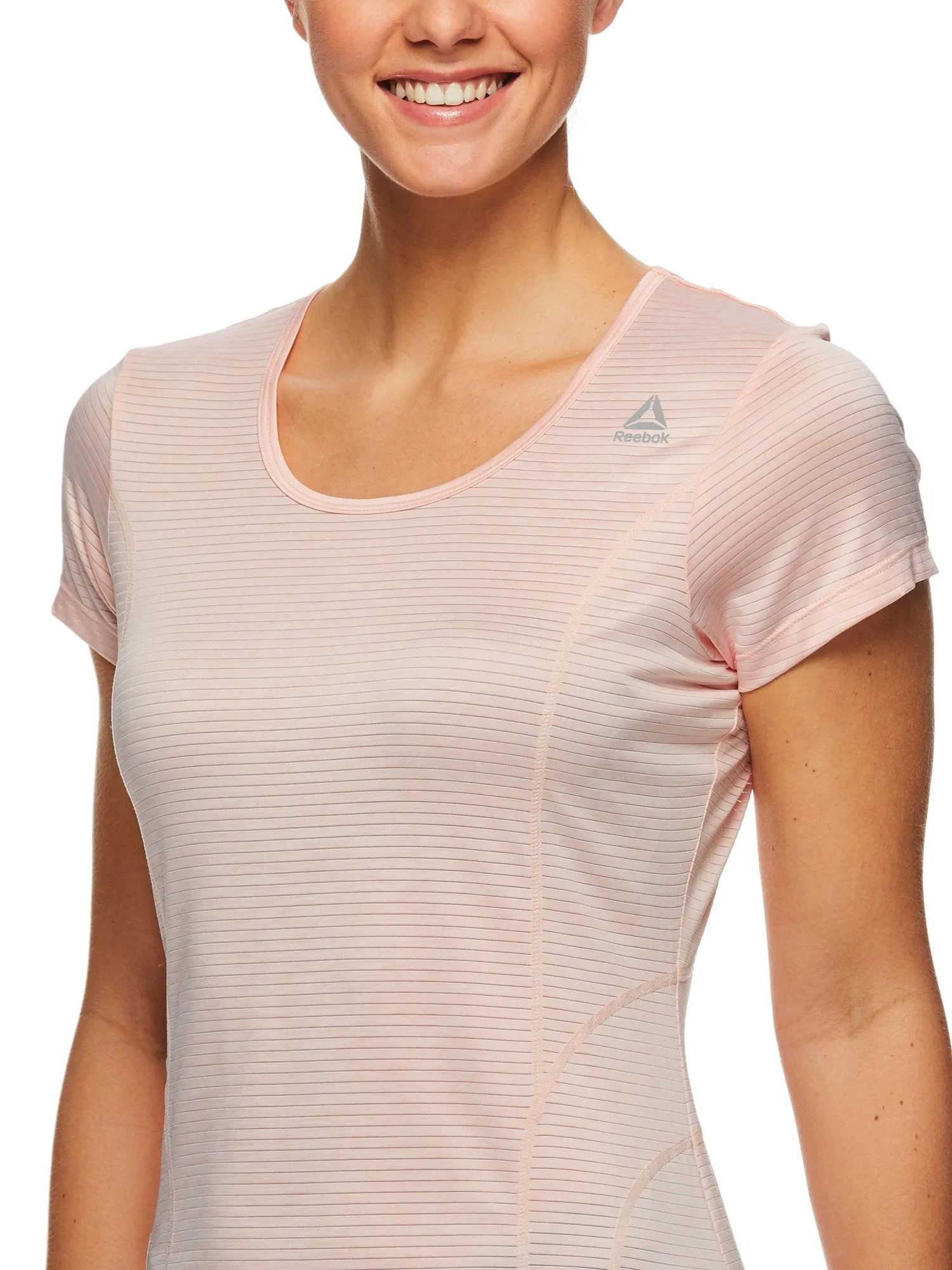 Reebok Women's Fitted Performance Spacedye Mini Burnout Stripe T-Shirt