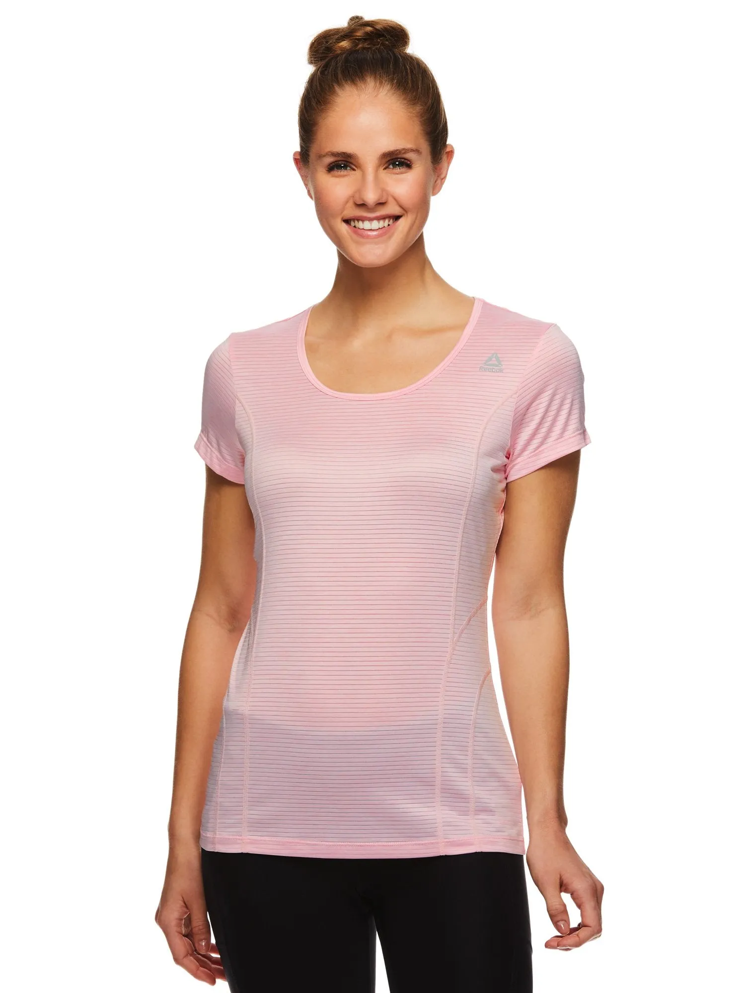 Reebok Women's Fitted Performance Spacedye Mini Burnout Stripe T-Shirt