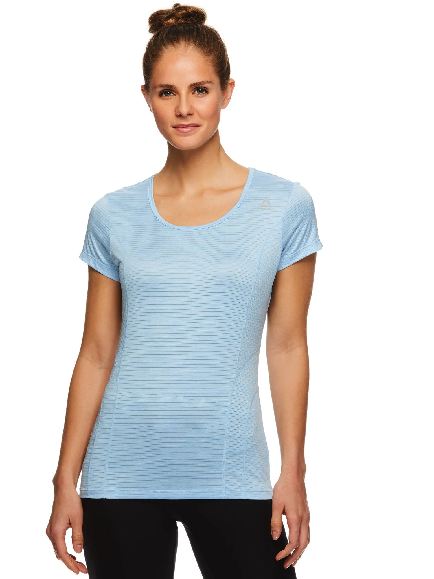 Reebok Women's Fitted Performance Spacedye Mini Burnout Stripe T-Shirt