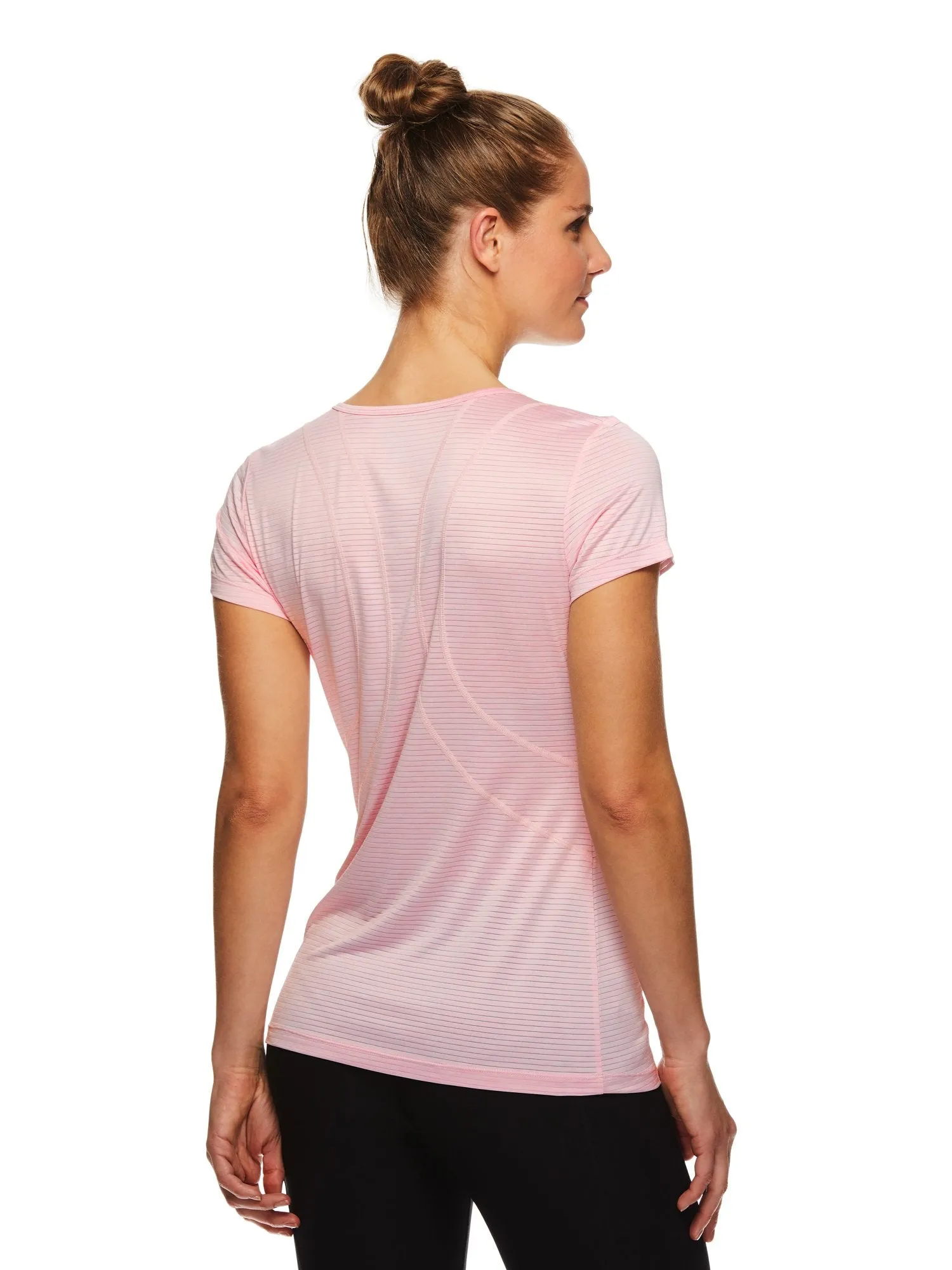 Reebok Women's Fitted Performance Spacedye Mini Burnout Stripe T-Shirt