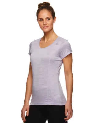 Reebok Women's Fitted Performance Spacedye Mini Burnout Stripe T-Shirt