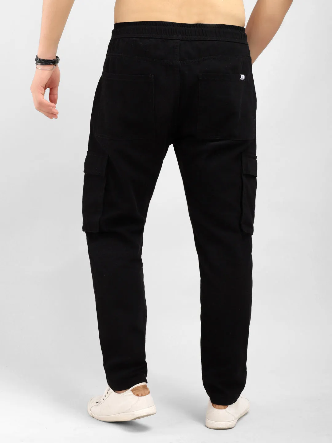 Rockin Black Baggy Fit Cotton Cargo