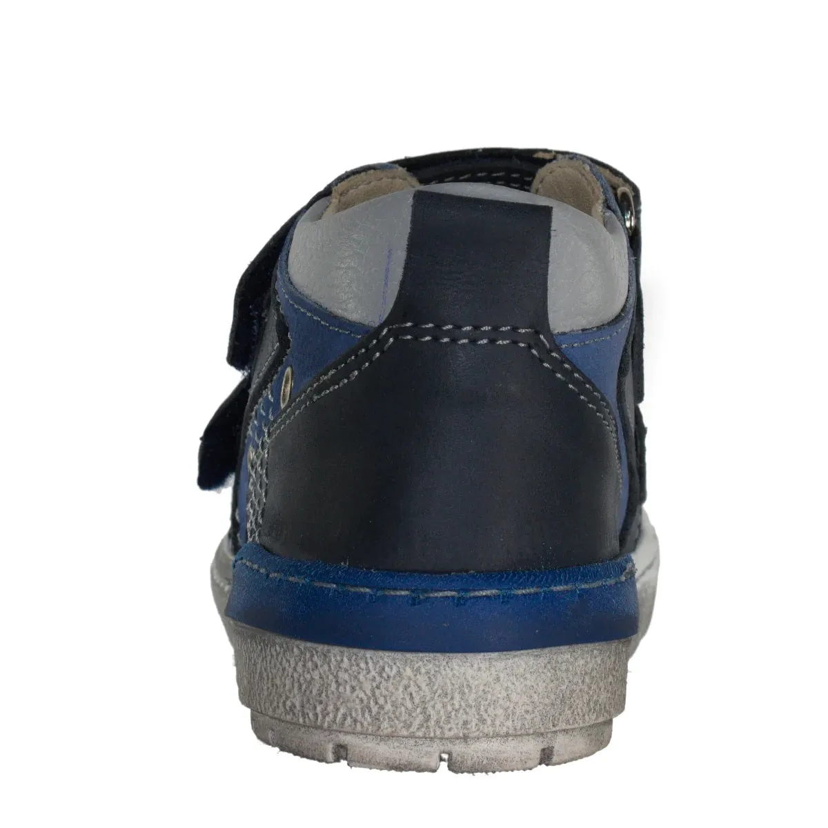 Szamos Kid Boy Sneakers Light Blue With Navy Blue Velcro Straps - Made In Europe