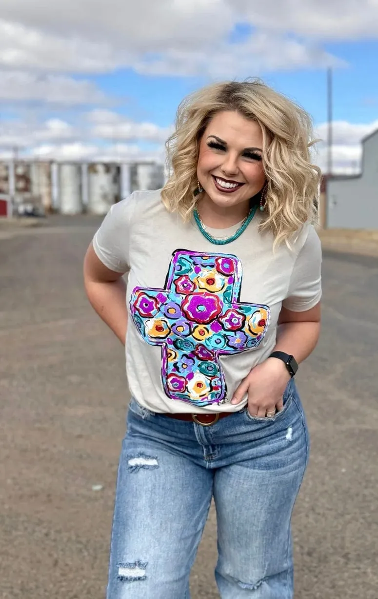 The Callie’s Easter Floral Cross Tee