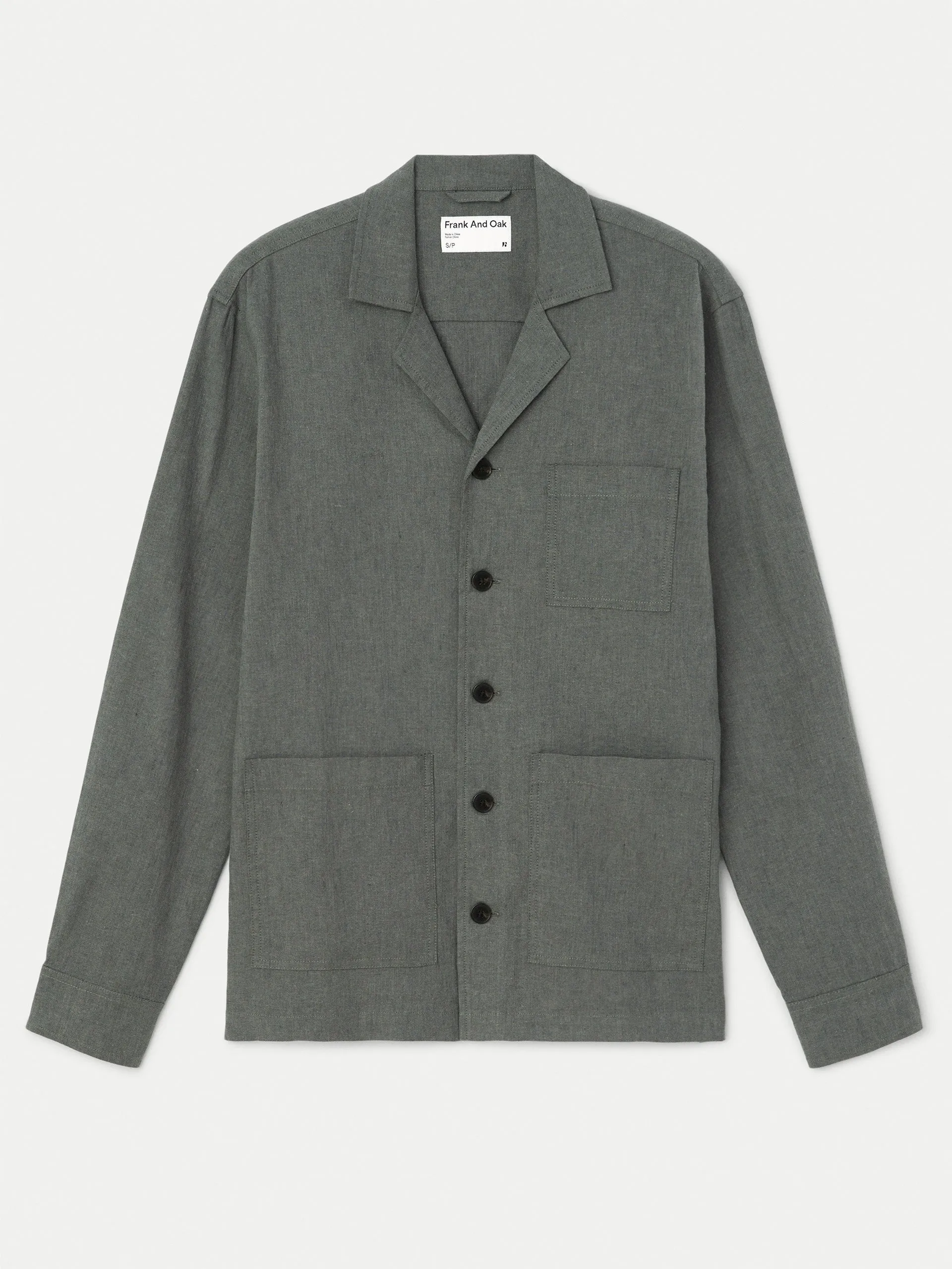 The Linen Overshirt in Smoky Green