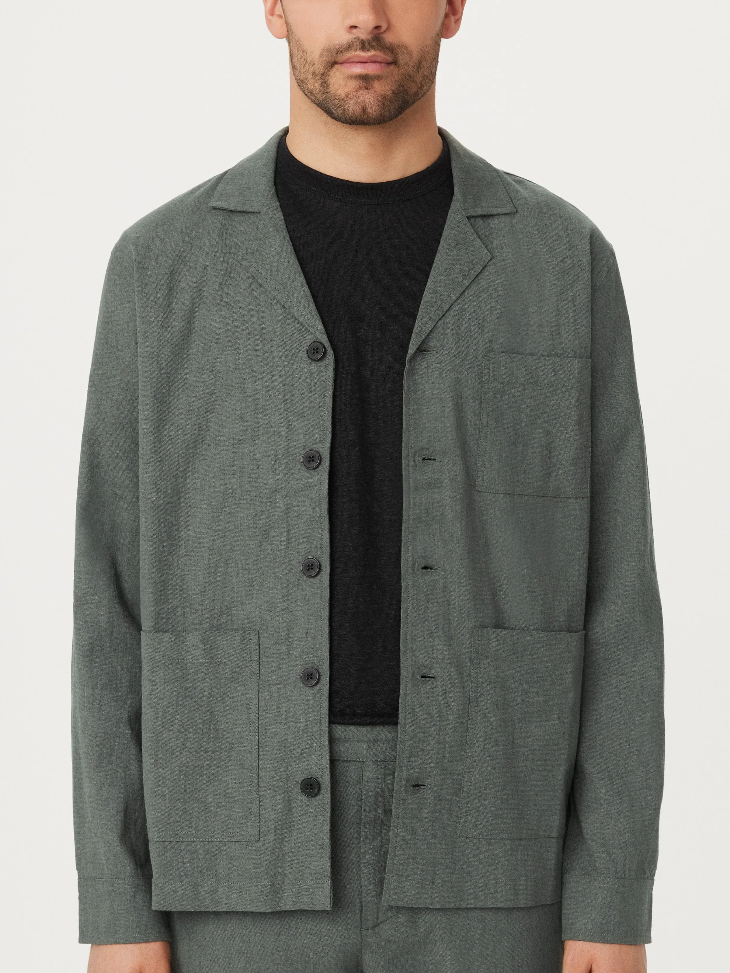 The Linen Overshirt in Smoky Green