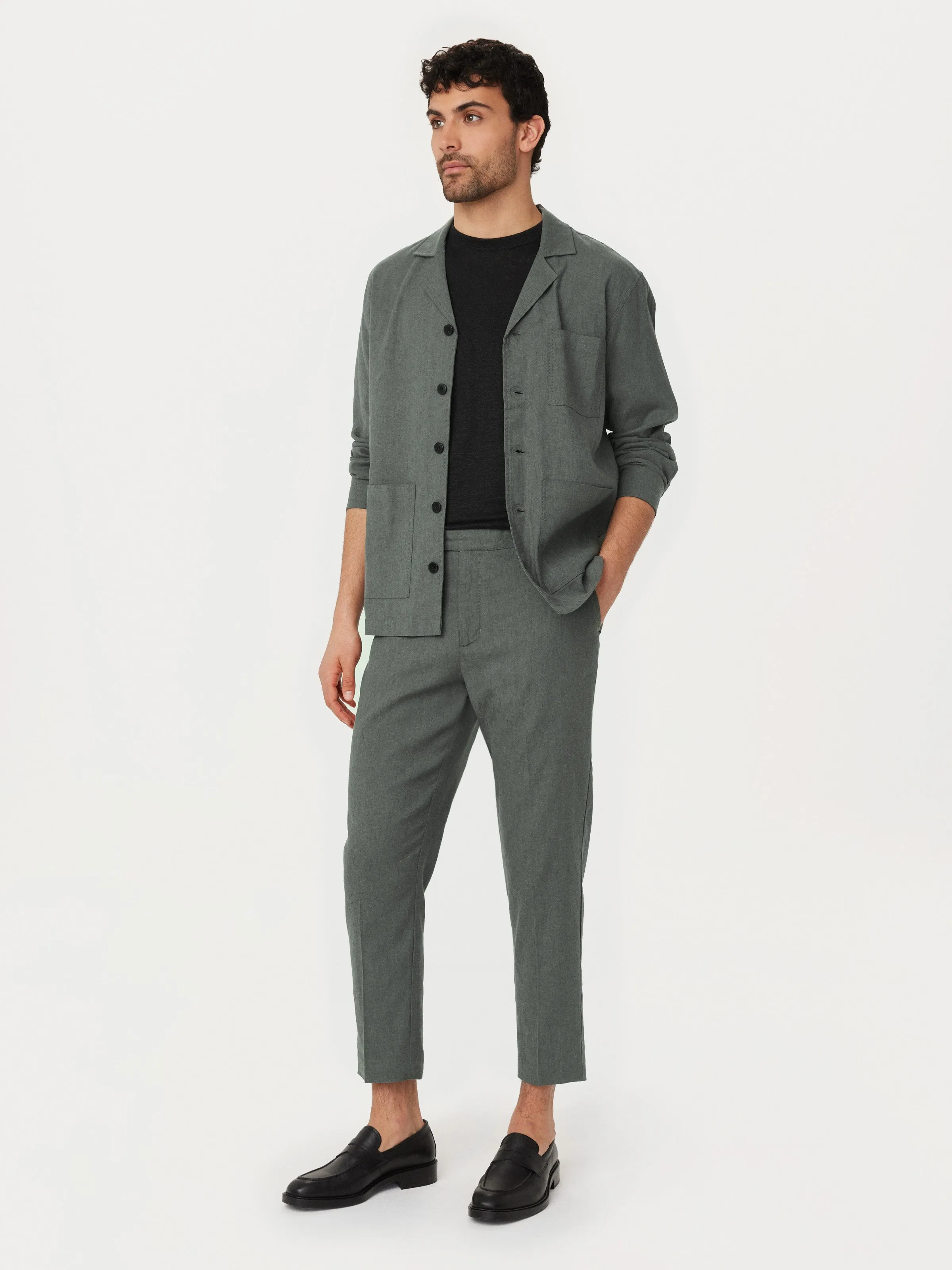 The Linen Overshirt in Smoky Green