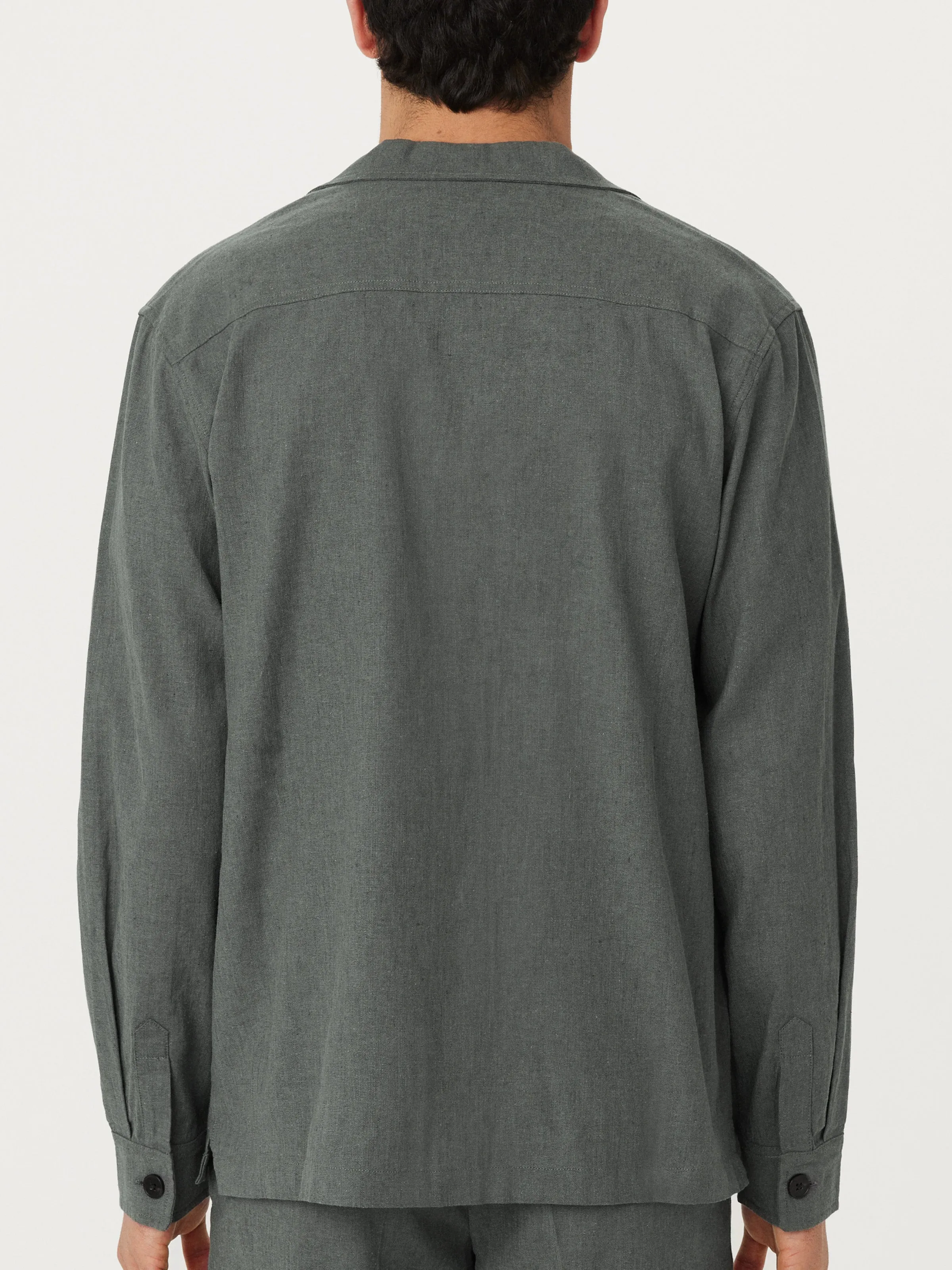 The Linen Overshirt in Smoky Green